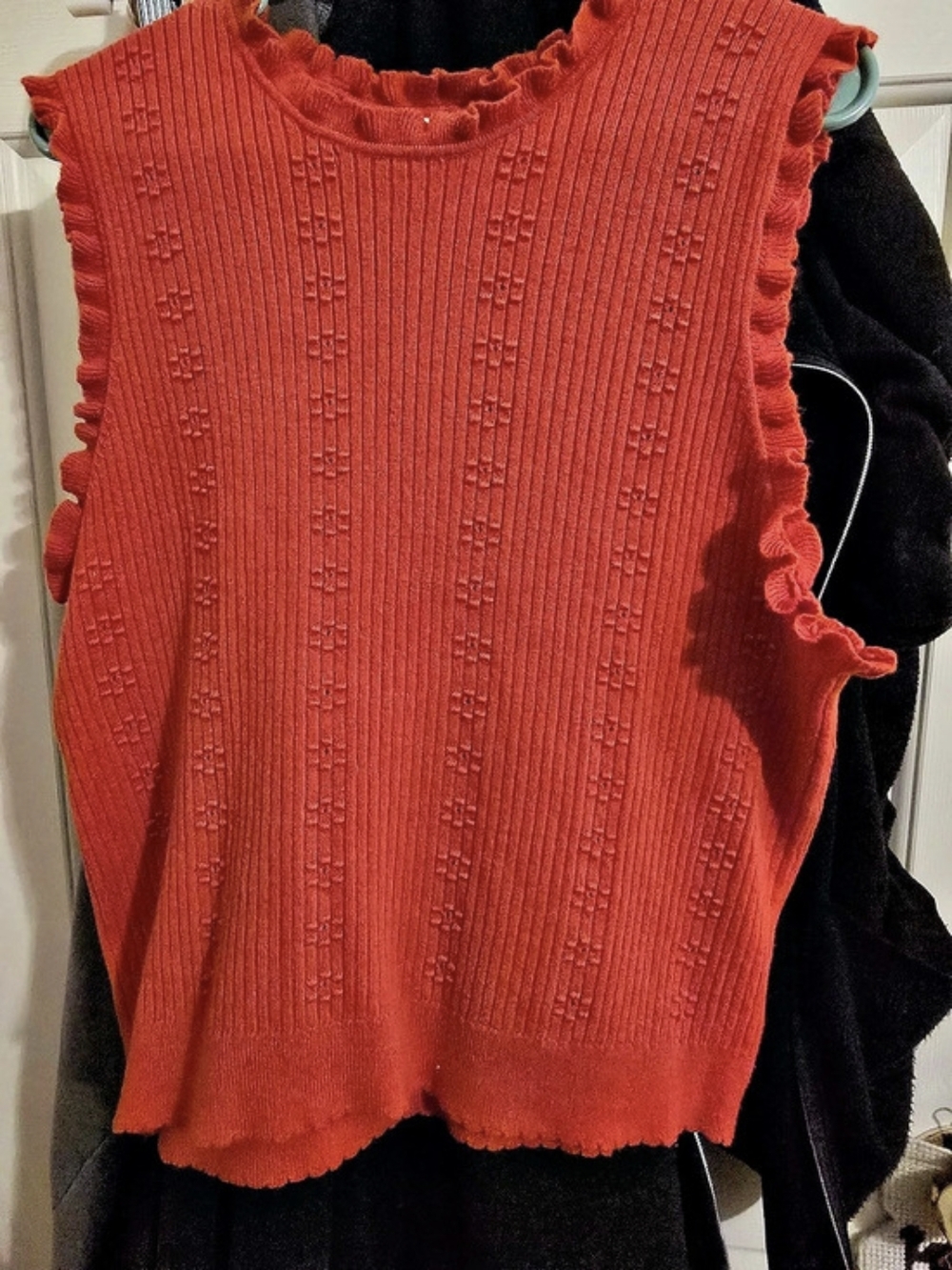 Free Assembly Ribbed Ruffle Tank in Orange Size XL Like New